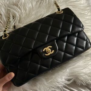 Chanel Black Quilted Shoulder Bag with Gold Accents